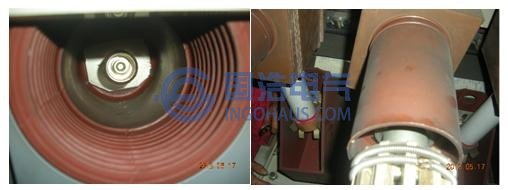 PT觸頭積灰，有放電痕跡且絕緣橡膠有輕微受潮